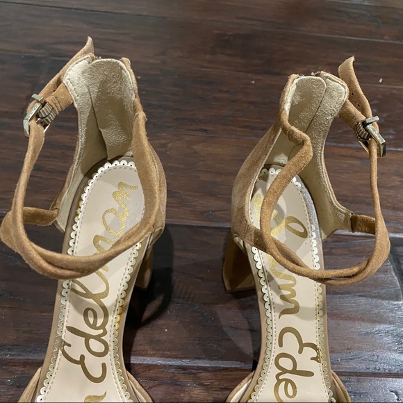 Sam Edelman Women's Simmons Golden Caramel Suede Ankle-Strappy Sandals Size 8.5 - Picture 8 of 12